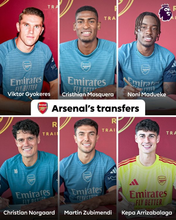 武备竞赛😤阿森纳今夏2.2亿欧签6将&还专诚埃泽，开销要破3亿？