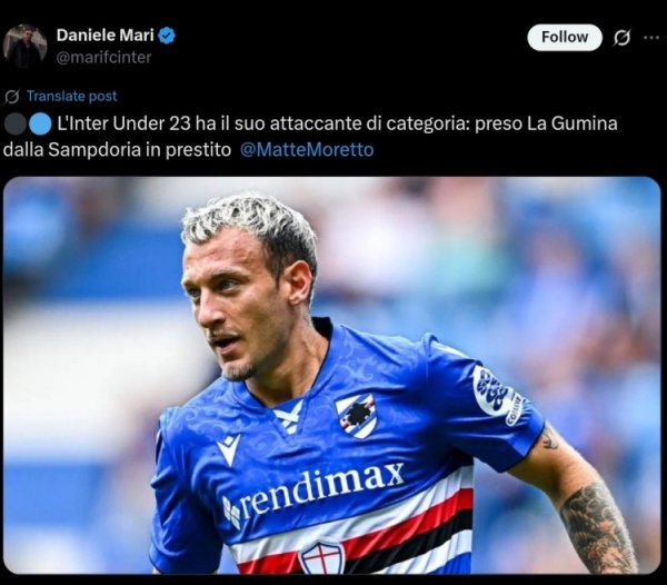 记者：桑普多利亚先锋拉古米纳租出加友邦米U23