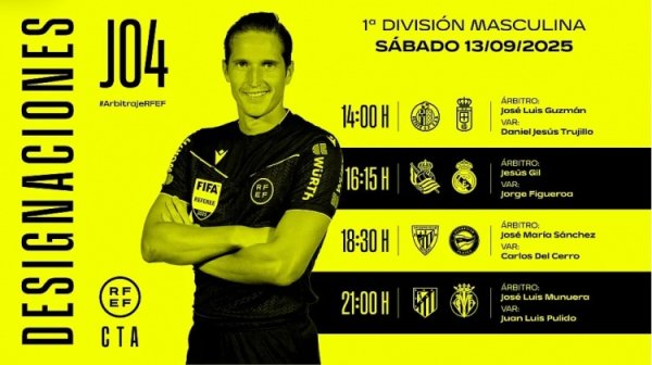 官方：赫苏斯-吉尔划定皇马客战皇社，穆努埃拉主裁马竞对阵黄潜