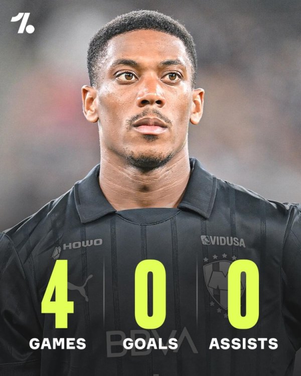 记者：马夏尔在蒙特雷踢得很顽抗，他依然8个月莫得进球了