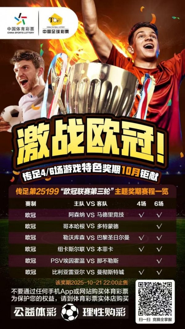 激战欧冠！传足特点奖期第25199期聚焦欧冠联赛第三轮