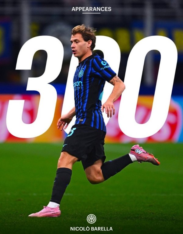 巴雷拉完满国米糊口各项赛事300次出场里程碑，孝敬26球62助攻