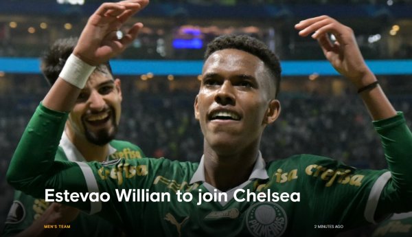 公约至2033年！切尔西旧年总价6000万买17岁埃斯特旺，成功签8年