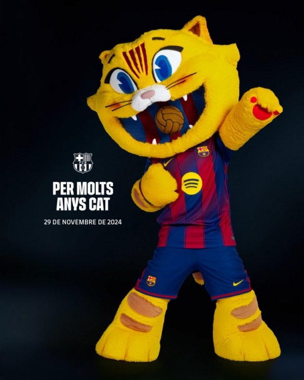 巴萨社媒为祯祥物CAT庆生：最棒的祯祥物一岁了，诞辰喜悦！