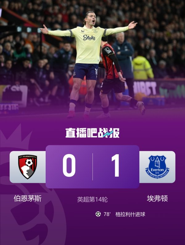 堪比目田落体⤵️伯恩茅斯5轮4负仅拿1分，从英超第2陨落至第14